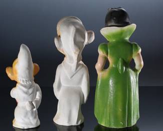Lot of 3 Vintage Carnival Chalkware Dolls Snow White & 2 Dwarfs 		196166

