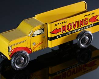 1950s Vintage Walt Reach Toy Courtland Wind-Up Moving Truck Tin Litho No. 1300	3x3x8.75in	196121
