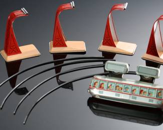 1950s Vintage Japanese Tin Litho Toy Masudaya Wind-Up Moon Shuttle Space Monorail Japan	2.75x2x6in	196125
