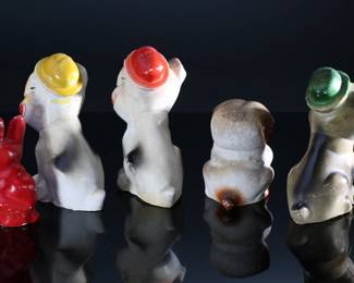 Lot of 5 Vintage Carnival Chalkware Dog Figures Bulldog Bonzo the bulldog 		196085
