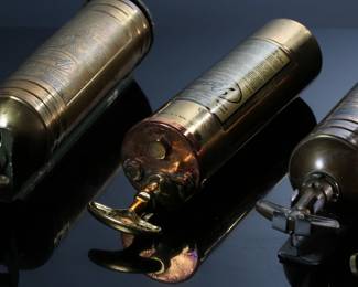 Lot of 4 Vintage Brass Pyrene Fyr-Fyter Hand Fire Extinguisher Lot 		199096
