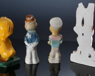 Lot of 4 Vintage Carnival Chalkware Cartoon Figure Statues - Popeye - Wimpy - Bugs Bunny - Tweety Bird	Popeye 9x3x3 in Wimpy 9.5x3x3 in Tweety 9x4x4 in Bugs Bunny 12x6x2.5 in 	198052
