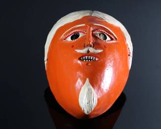 Vintage Juanegro Mexican Dance Mask Folk Art Orange	3.5x6x8in	196039
