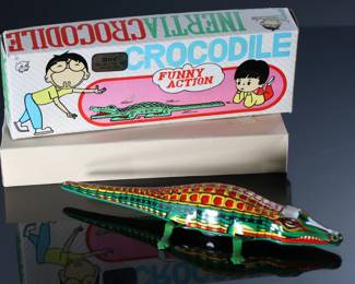 Lot of 5 Vintage Tin Litho Wind-Up Toys in Box - Monkey - Duck on Bike - Inertia Crocodile - Call Sparky the Dog 	8.5 x 4 x 4 in largest box	198029

