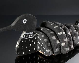 Carved Wood Folk Art Duck Signed H	7.5x8x22in	196232
