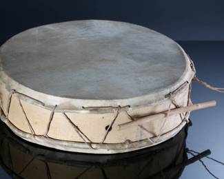 Vintage Mayo Indian Tribal Drum Mexican	4in H x 14in Diameter 	196173
