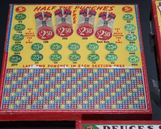 Lot of 3 Vintage Punchboard Gambling Punch Boards Double Luck Winners Deuces & Treys Trade Stimulators 		196006
