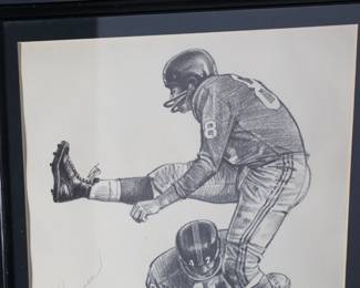 *Signed* Pat Summerall NFL Robert Riger Adds 3 Points From The Forty Print Autograph Football	Frame: 14.75x11.75x0.5in	199009
