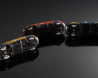 Lot of 3 Vintage Huki Made in US Zone German Tin Litho Toy Cars Key Windup 	1.5x2x6.25in 	196090
