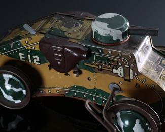 1950s Vintage Marx Wind Up Army Tank Tin Lithographed E12 Army Litho Toy 	5x5.75x9.75in	196117
