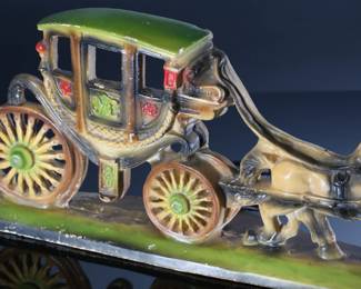 Vintage Horse Drawn Carriage Plaster Lamp Night Light	9.5x20x5in	196230
