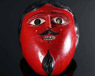 Vintage Juanegro Mexican Dance Mask Folk Art Red	3x6x7.5in	196036

