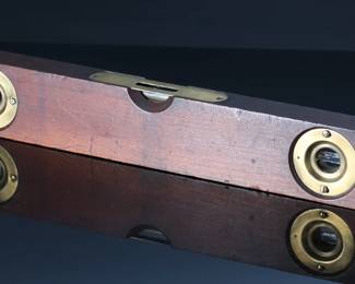 Antique 26in Oak Leaf E30 Level Brass & Wood 	26x2.85x1.25in	199025
