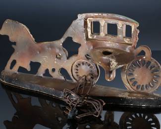 Vintage Horse Drawn Carriage Plaster Lamp Night Light	9.5x20x5in	196230
