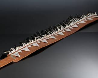 Vintage Yaqui Indian Deer Hoof Chapayeka Ceremonial Belt	Total Length: 50in<BR>Belt Width: 3in with hang: 6in 	196170
