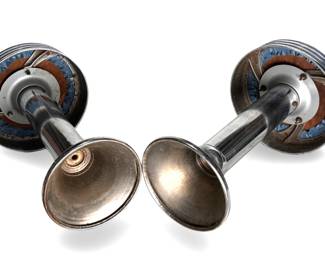 Lot of 2 Vintage Diner Ice Cream Parlor Stools Swivel Bar Stool Pair	22in H x 13in Diameter 	196243
