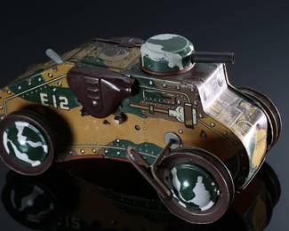 1950s Vintage Marx Wind Up Army Tank Tin Lithographed E12 Army Litho Toy 	5x5.75x9.75in	196117
