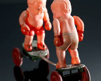 Vintage Japan Celluloid Boxers Fighting Babies  Toy	5x6.5x2in	196110
