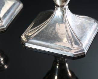 Pair of Antique Sterling Silver Weighted 331 Candle Holders	4 x 6 x 3.5 in	198018
