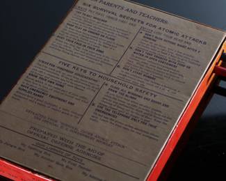 Rare 1950’s Children’s ABC Atomic Bombing Care by Joe Fredriksson Toy & Game MFG  	1.25x 7 (8in/knobs) x10.5in	196050
