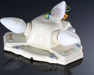 Antique Porcelier Porcelain Light Fixture 3 bulb	4x10x10in	196198
