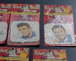 Lot of 7 1950s-60s Vintage Picture Iron-On Patches&nbsp;of Hollywood Stars in Original Packaging 	7.25x3.75in	196238
