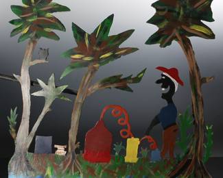 RAM Folk Art Painted Metal Cut Tin Moonshine Still Reuben Aaron Miller 	24x24.25in	196002
