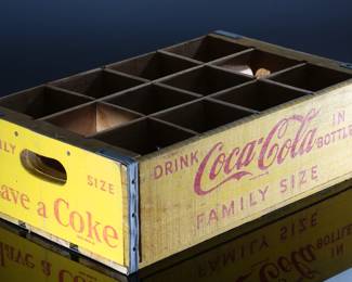 1960s Vintage Coca-Cola Family Size Wood Crate Yellow Coke	5.5x12x18in	196028
