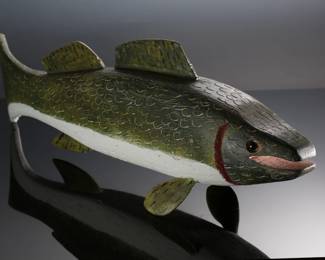 Carved Wood Folk Art Bass Fish 	8x5.5x24in 	196046
