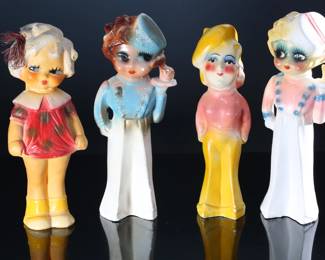 Lot of 4 Vintage Carnival Chalkware Women Figures 		196088
