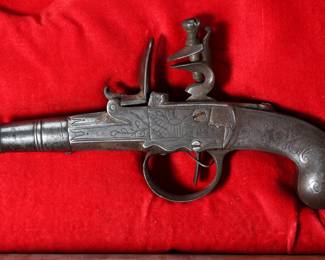 Matched Pair Seglas London Flintlock Pistols in Display Case Flint Lock 	Pistol: 5.6x0.65x2.8in<BR>Display: 2.5x11.5x9in	199154
