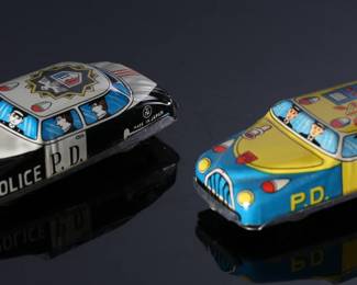 Lot of 2 Vintage Japan Tin Litho Toy Police Cars	0.9x1.35x3.25in	196211
