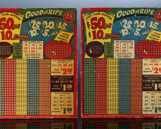 Lot of 2 Vintage Punchboards Gambling Punch Boards  Good and Ripe Trade Stimulators 	15.25x12.25in	196010
