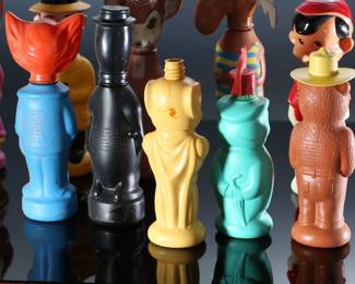 Lot of 14 1960s Vintage Colgate-Palmolive "SOAKY" Character Bath Bubble Bottles Figures 		196179
