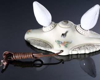 Antique Porcelier Porcelain Light Fixture 2 bulb	5x10.25x6.75in	196197
