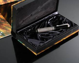 MONTBLANC 1999 Marcel Proust Writers Limited Edition Fountain Pen 28654 F 14k Gold NIB In Box	Pen with Cap: 135mm long x 14.5mm diameter<BR>Box: 7.25x4.375x1.75in 	199161
