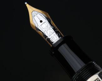 MONTBLANC 1999 Marcel Proust Writers Limited Edition Fountain Pen 28654 F 14k Gold NIB In Box	Pen with Cap: 135mm long x 14.5mm diameter<BR>Box: 7.25x4.375x1.75in 	199161
