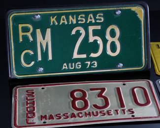 Lot of 4 Vintage License Plates - Maine Bus - Massachusetts School - Oklahoma 1971 - Kansas 1973	7 x 12.5 x 3.5 in	198026
