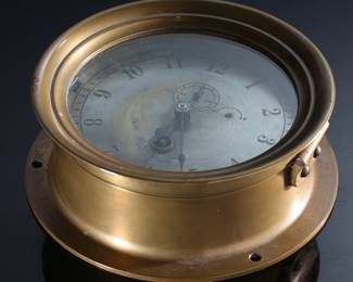 Antique Crosby Steam Gauge & Valve Co. Boston Brass Ship Clock Nautical Marine	Clock Bezel: 6.25in<BR>Total: 6.7in Diameter x 2.45in Deep	199017
