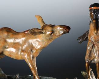 Walt Horton “It's Your Move” Bronze Sculpture Native American Girl & Deer 11/100	15.5x23.25x10.5in	199153
