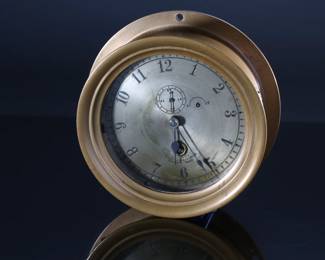 Antique Crosby Steam Gauge & Valve Co. Boston Brass Ship Clock Nautical Marine	Clock Bezel: 6.25in<BR>Total: 6.7in Diameter x 2.45in Deep	199017
