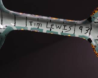 Tim Lewis Folk Art Jackalope/Lizard Walking Stick Carved Wood Cane	35.5x4.5x6in	196044
