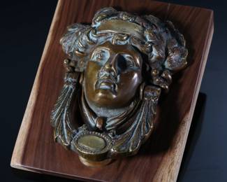 Antique Art Nouveau Woman Face Bronze Door Knocker	Total: 2x6.75x8.75in knocker: 7.5x5.5x2in	199088
