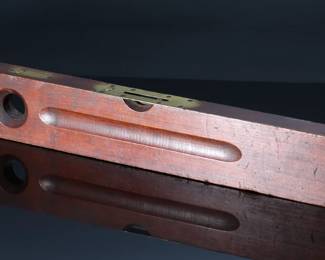 Antique 28in Stanley Rule & Level&nbsp;Brass & Wood Level 	28.25x3.15x1.35in	199021
