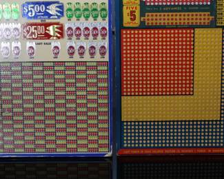 Lot of 2 Vintage Punchboard Gambling Punch Boards  Sooper Dooper/Coast Special Test Your Knowledge Trade Stimulators 		196008
