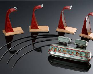 1950s Vintage Japanese Tin Litho Toy Masudaya Wind-Up Moon Shuttle Space Monorail Japan	2.75x2x6in	196125
