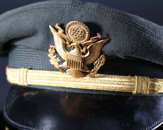 US Army Military Dress Visor Cap Hat	Size: unmarked look like 7	199132

