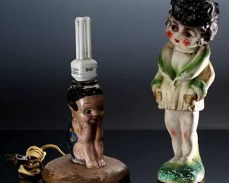 Lot of 2 Vintage Carnival Chalkware Figure Statues - Betty Boop - Kewpie Splash Me Doll Lamp	Betty Boop 14x5x4 in Splash Me doll 8x6x7 in	198051
