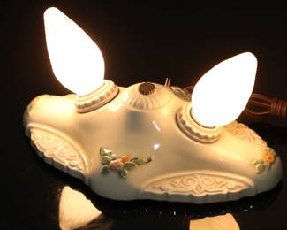 Antique Porcelier Porcelain Light Fixture 2 bulb	5x10.25x6.75in	196197
