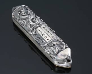 Henryk Winograd Repousse Sterling Silver Jewish Mezuzah Judaica #2	83x18.5x13.5mm	289021

